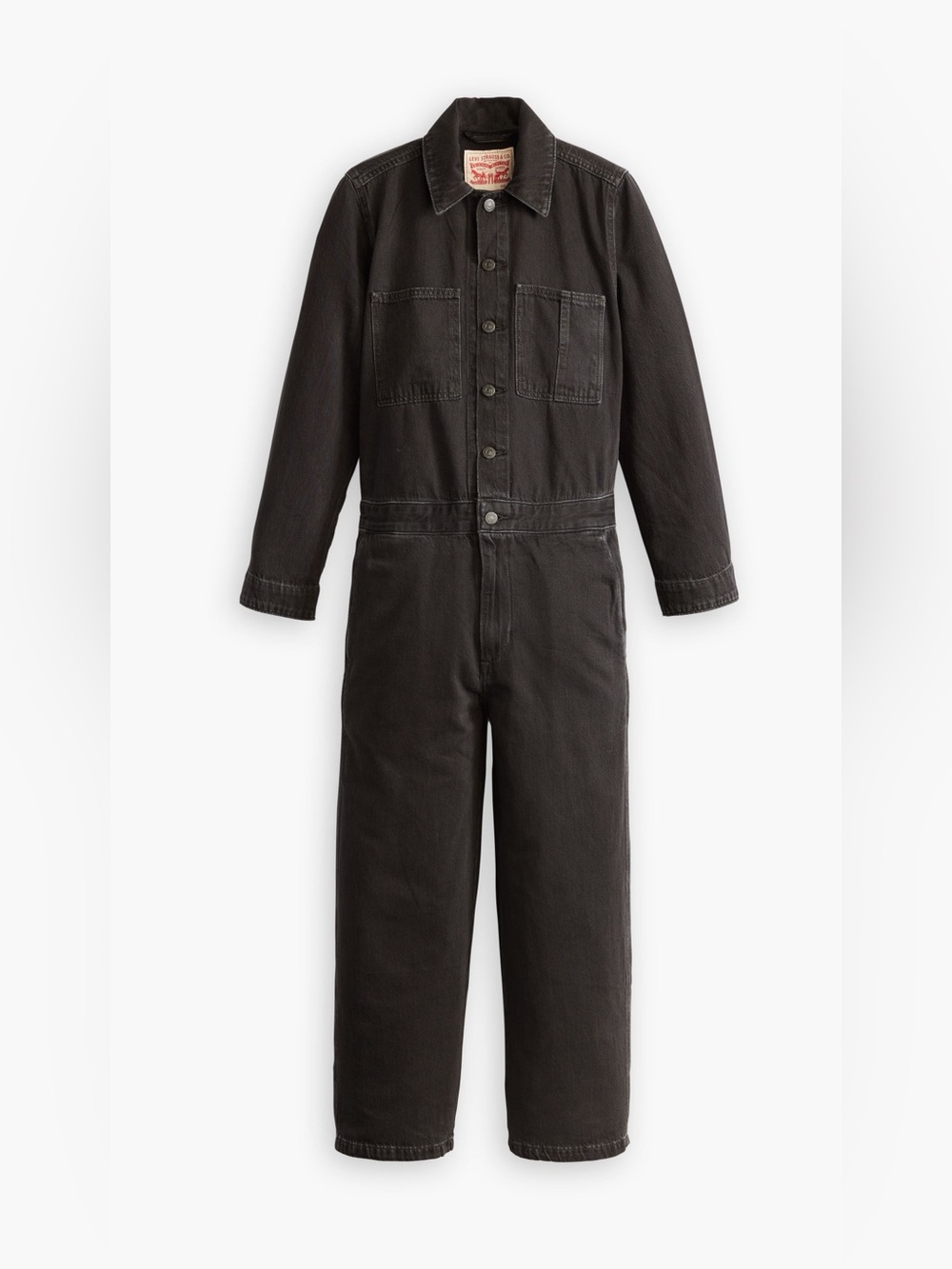 Levi's Women's Faded Black Button-Front Utility Jumpsuit